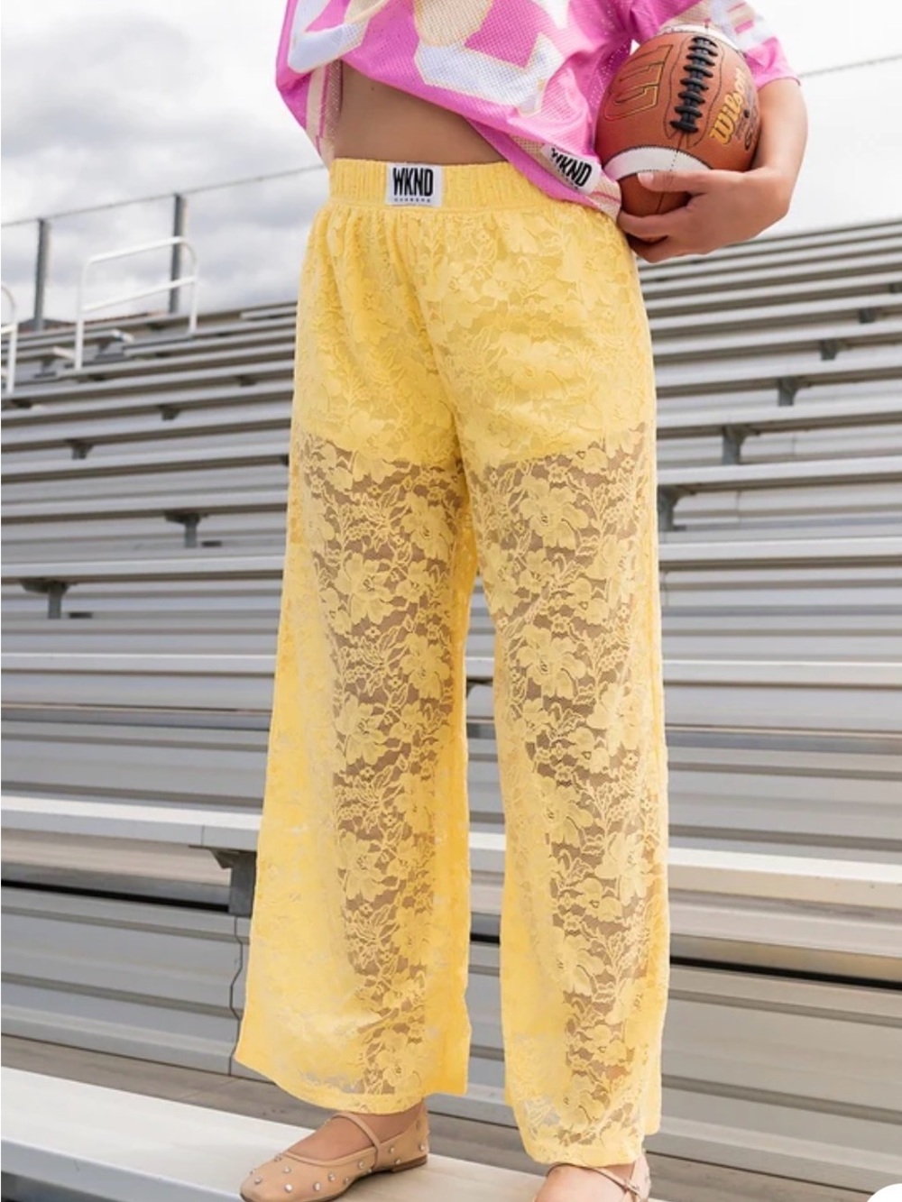 WKEND Chasers Butter Yellow Lace Pants XL